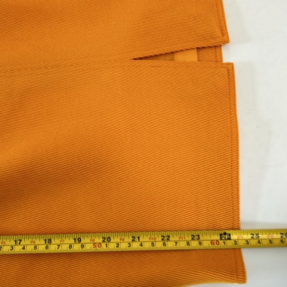 Genny Italian 100% wool gold mustard pencil skirt back slit zip and button close - Picture 14 of 16